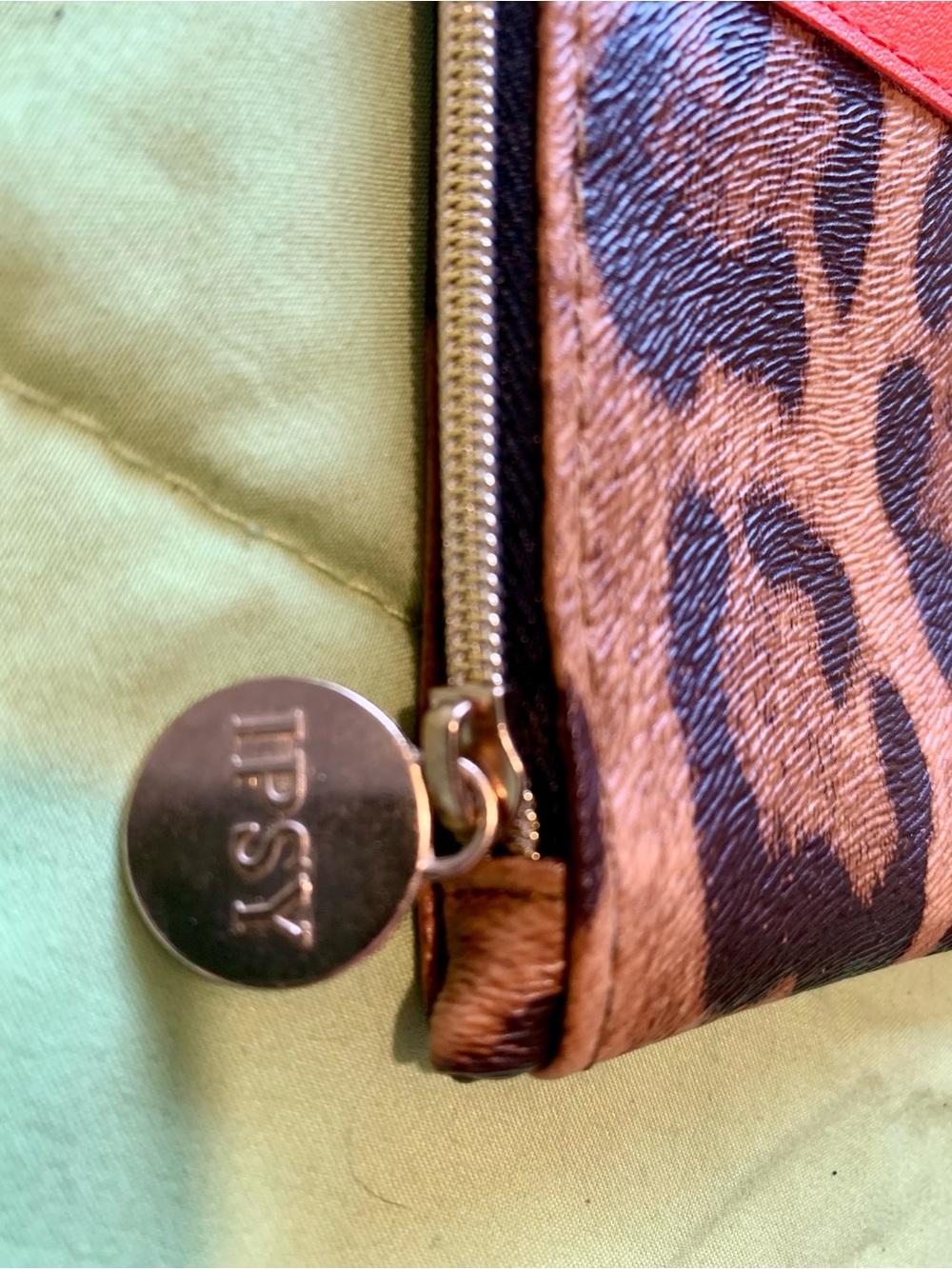 ipsy Leopard Print Wristlet with Coral Stripe Accent - Picture 2 of 6